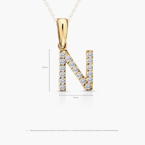 Zawieszka Litera N SAVICKI: złota, cyrkonie